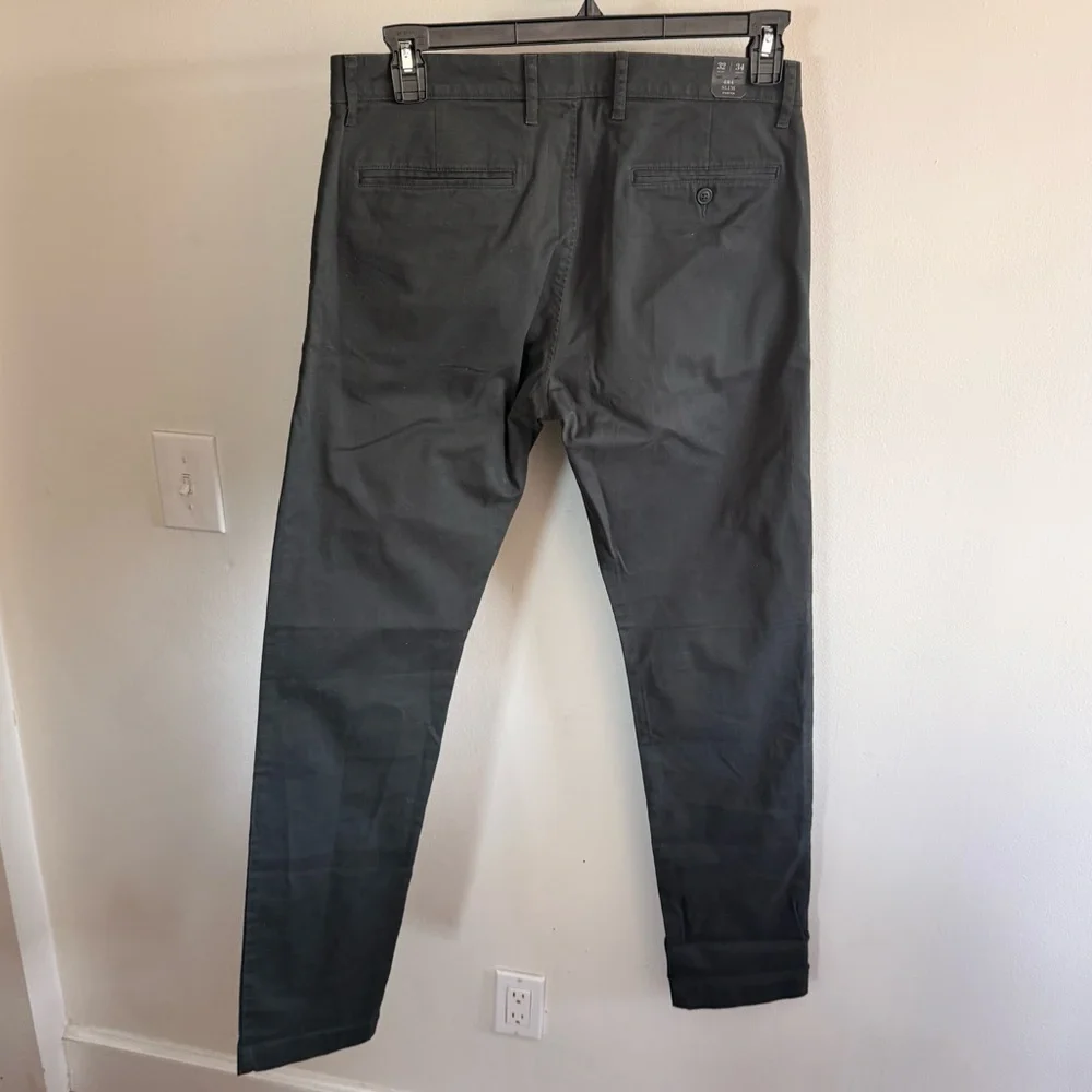 J. Crew Men 484 Slim-Fit Stretch Chino Pants Faded Black Straight Leg 32/34 NWT